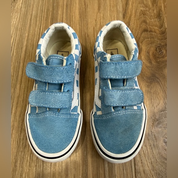 Vans Blue Checkerboard Suede Hook & Loop Sneakers Kids - Picture 3 of 6
